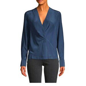 Rag & Bone Shields Silk Long Sleeve Cobalt Blue Top Blouse Size S